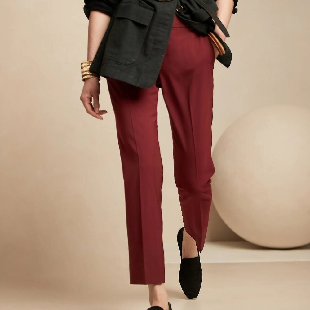 NWT Banana Republic Red Wool High Rise Straight Leg Trousers Sz 4